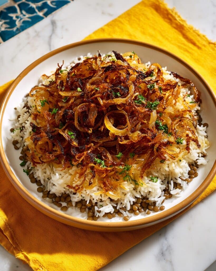 Mujadara Lebanese Lentils and Rice with Crispy Onions Recipe