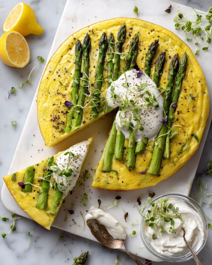 Asparagus Souffle Frittata with Ricotta and Fresh Herbs Recipe
