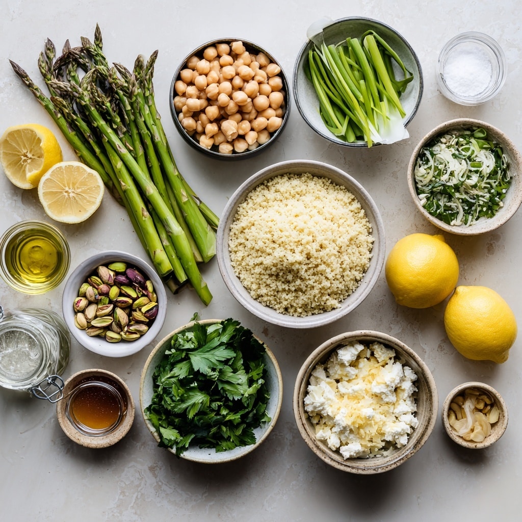 A white bowl sits on a white marbled surface, filled with two layers of food. The bottom layer is small, pale yellow round grains with a soft, slightly moist texture spread evenly across the bowl. On top, centered in the bowl, is a mound of cooked chickpeas, golden-brown and smooth, with a firm round shape. A shiny silver spoon rests in the bowl, touching the chickpeas on the right side. Photo taken with an iphone --ar 4:5 --v 7
