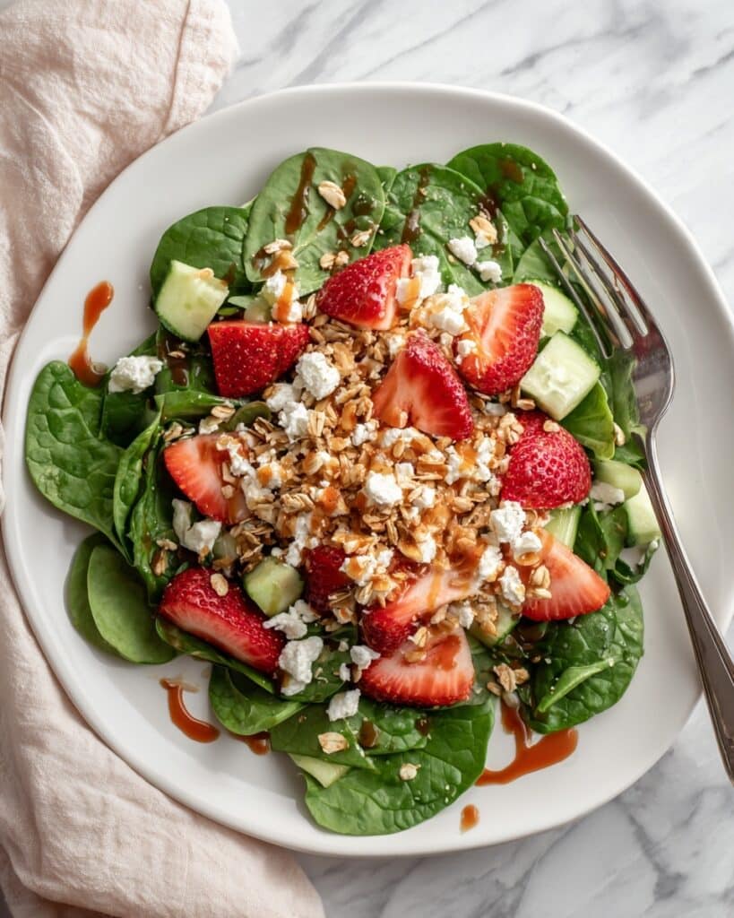 Strawberry Cucumber Salad with Savory Pistachio Granola Recipe
