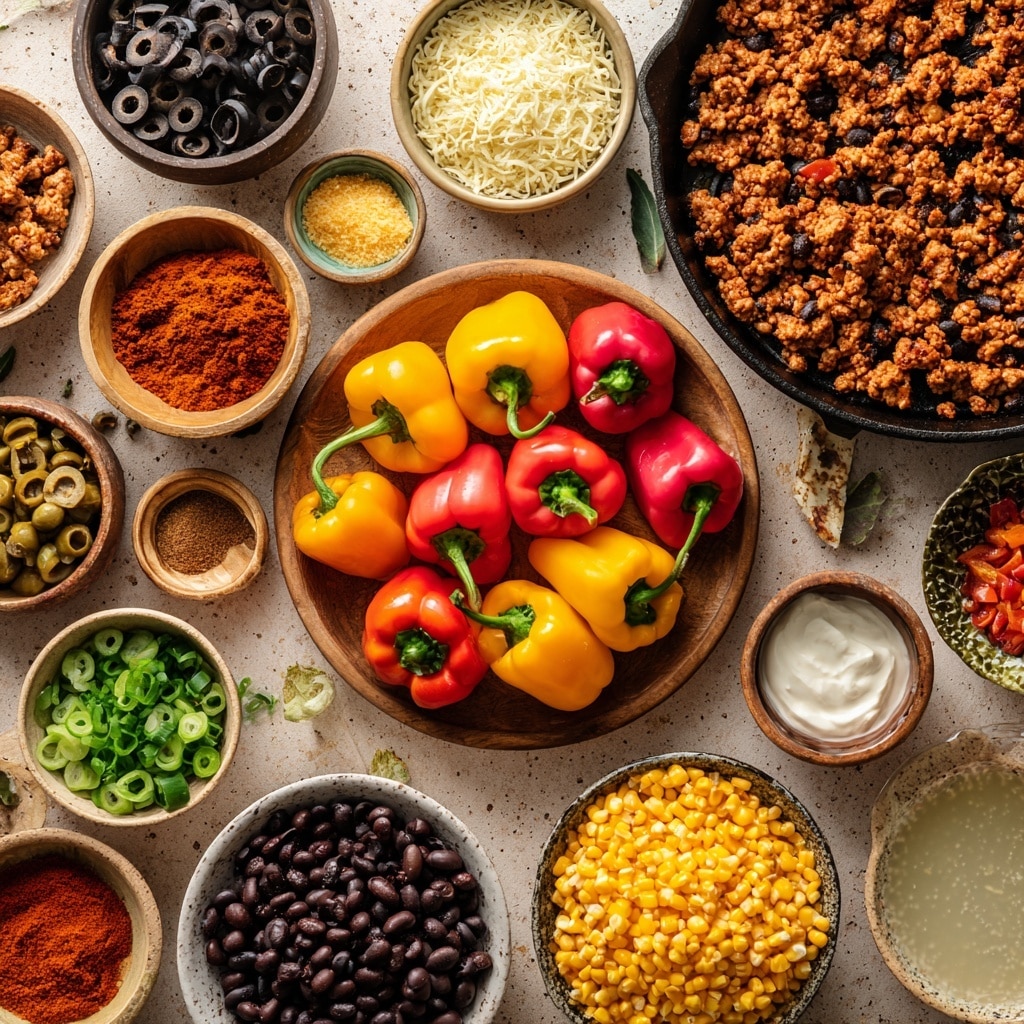 This image shows many small bell peppers cut in two and placed side by side on a flat dark surface. The peppers are in three colors: bright yellow, orange, and red. Each pepper's inside is visible, showing white ribbing and some seeds still attached. The peppers are arranged close to each other, covering the whole surface, and the texture of their skin looks smooth and shiny. The background is a white marbled texture. photo taken with an iphone --ar 4:5 --v 7
