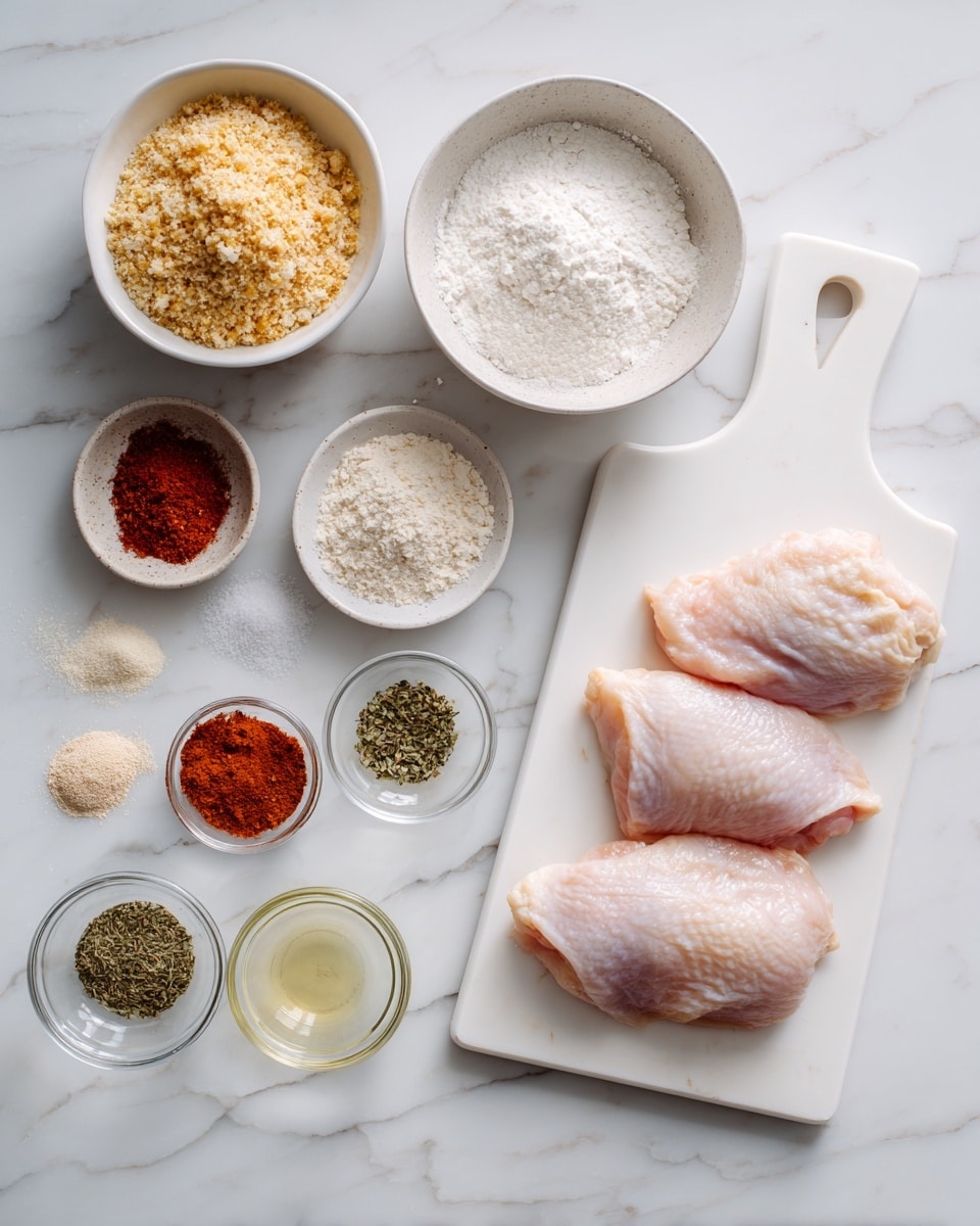The image shows two small white bowls placed on a white marbled surface. In the first bowl, there are raw pink chicken pieces with a smooth texture. The second bowl holds a spice mix, arranged in separate piles of different colors: a large light brown base covering most of the plate, a white powder, a bright red powder, a finely ground green herb, and some small amounts of beige and off-white powders. In the second image, a woman's hand is holding metal tongs, dipping one piece of raw pink chicken into the spice mix, coating it evenly. The bowls are in the same positions on the white marbled surface. photo taken with an iphone --ar 4:5 --v 7