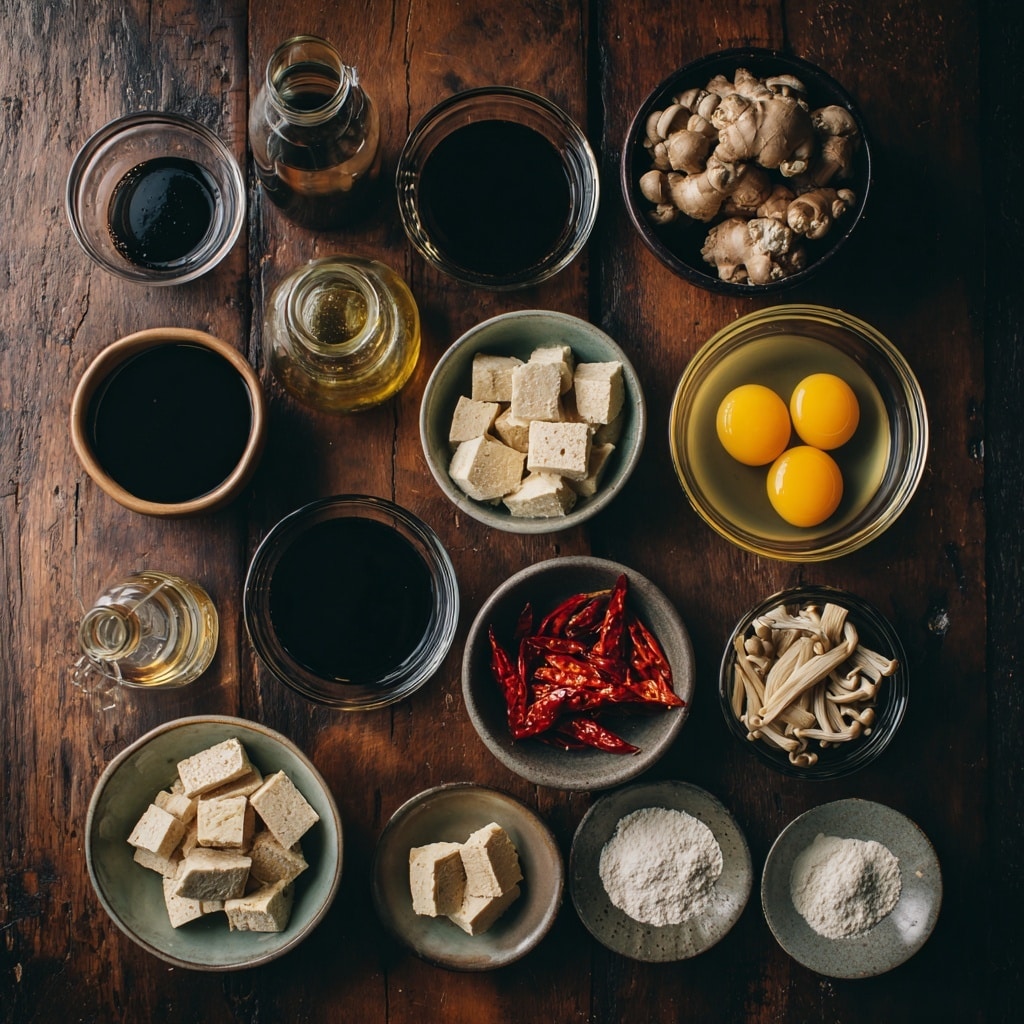 A close-up image shows a pot filled with dark brown cooked mushrooms and sauce with a wooden spoon stirring inside. A woman's hand is pouring a white liquid from a small blue and white patterned bowl into the pot. The pot is on a stove, and the background has a white marbled texture. photo taken with an iphone --ar 4:5 --v 7