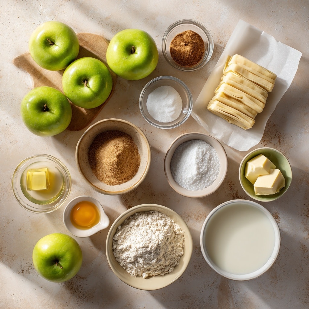 The image shows two side-by-side photos. On the left is a close-up of many small, light green cubes of chopped apples on a white marbled surface. On the right is a metal pan on a stovetop with the same apple cubes inside, topped with a mound of light brown sugar and a square of yellow butter melting on top. The pan has a shiny silver texture and visible rivets near the handle. photo taken with an iphone --ar 4:5 --v 7