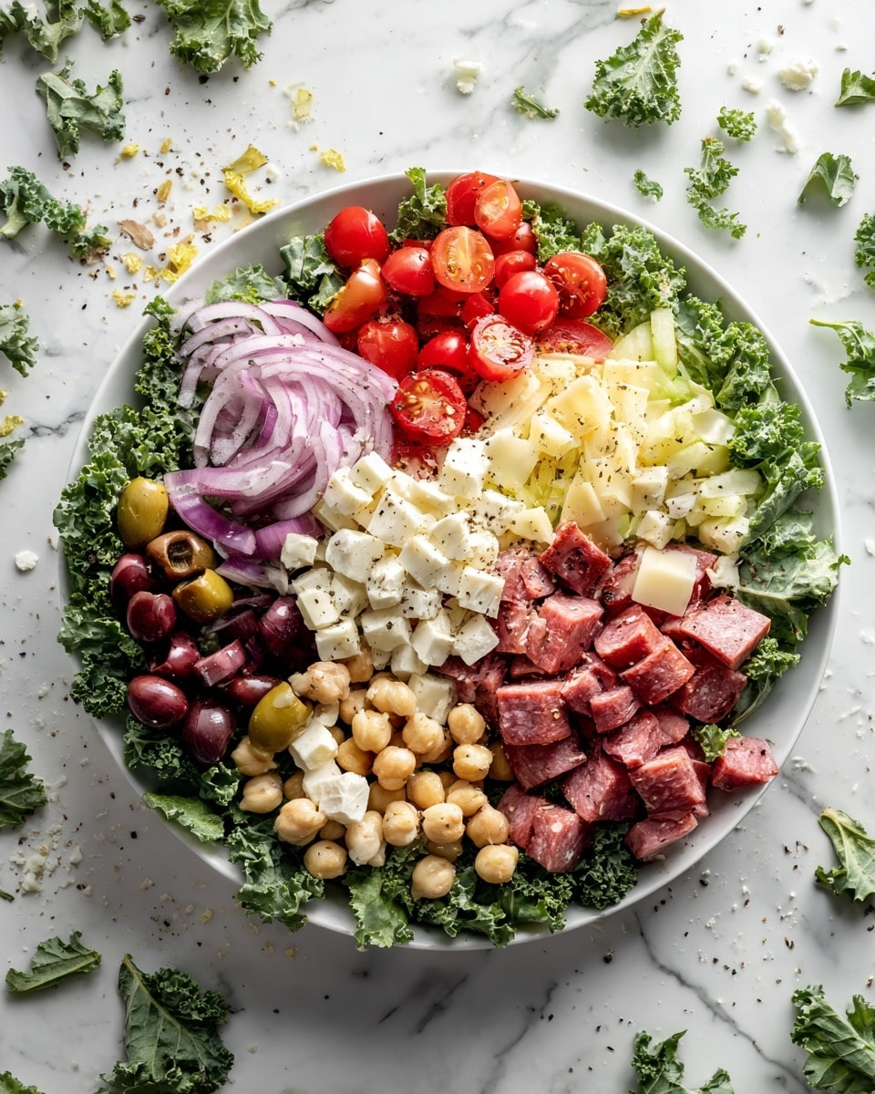 Italian Kale and Chickpea Salad with Sun-Dried Tomatoes and Salami Recipe