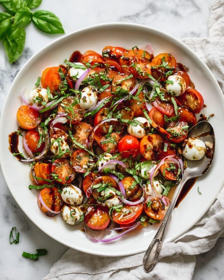 Tomato Salad with Fresh Basil, Mozzarella, and Balsamic Vinaigrette Recipe