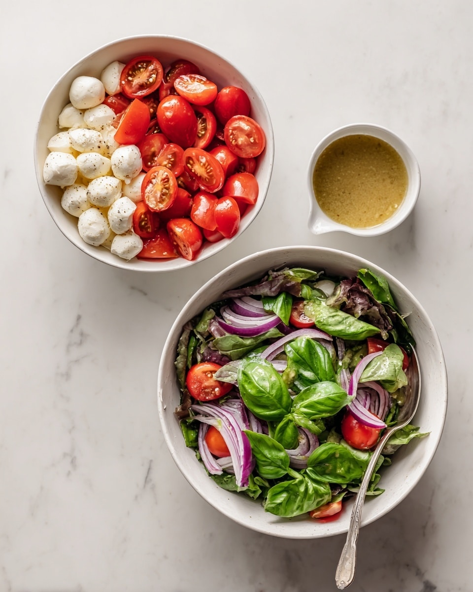 Tomato Salad with Fresh Basil, Mozzarella, and Balsamic Vinaigrette Recipe - Recipe Image