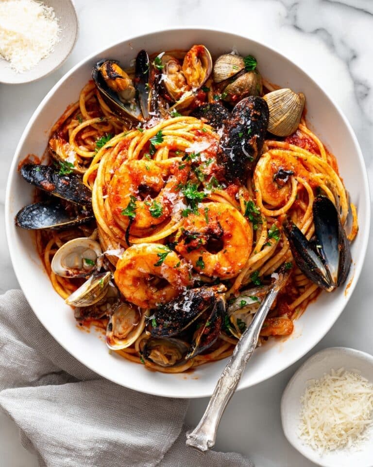 Simple Mixed Seafood Tomato Marinara Pasta Recipe