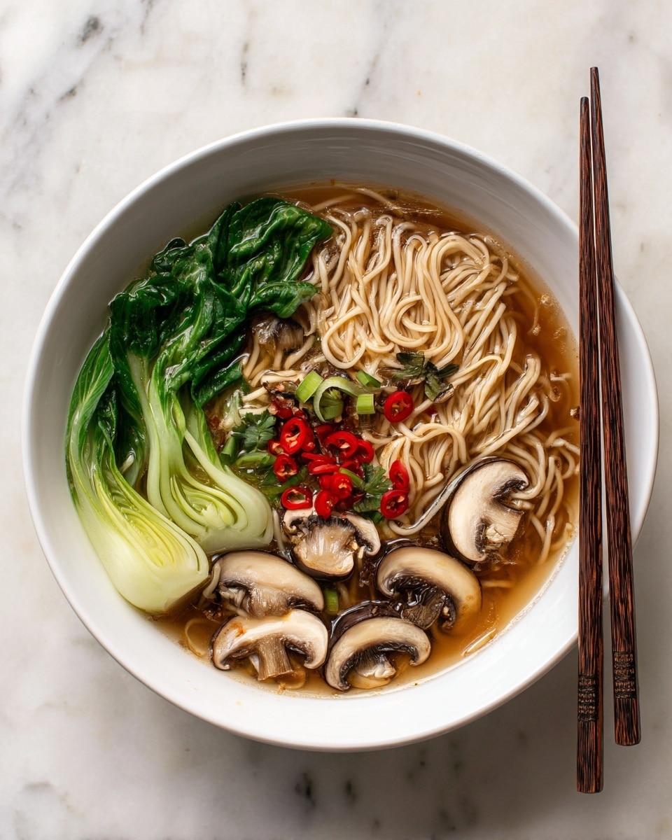 Udon Noodle Soup with Bok Choy and Mushrooms Recipe