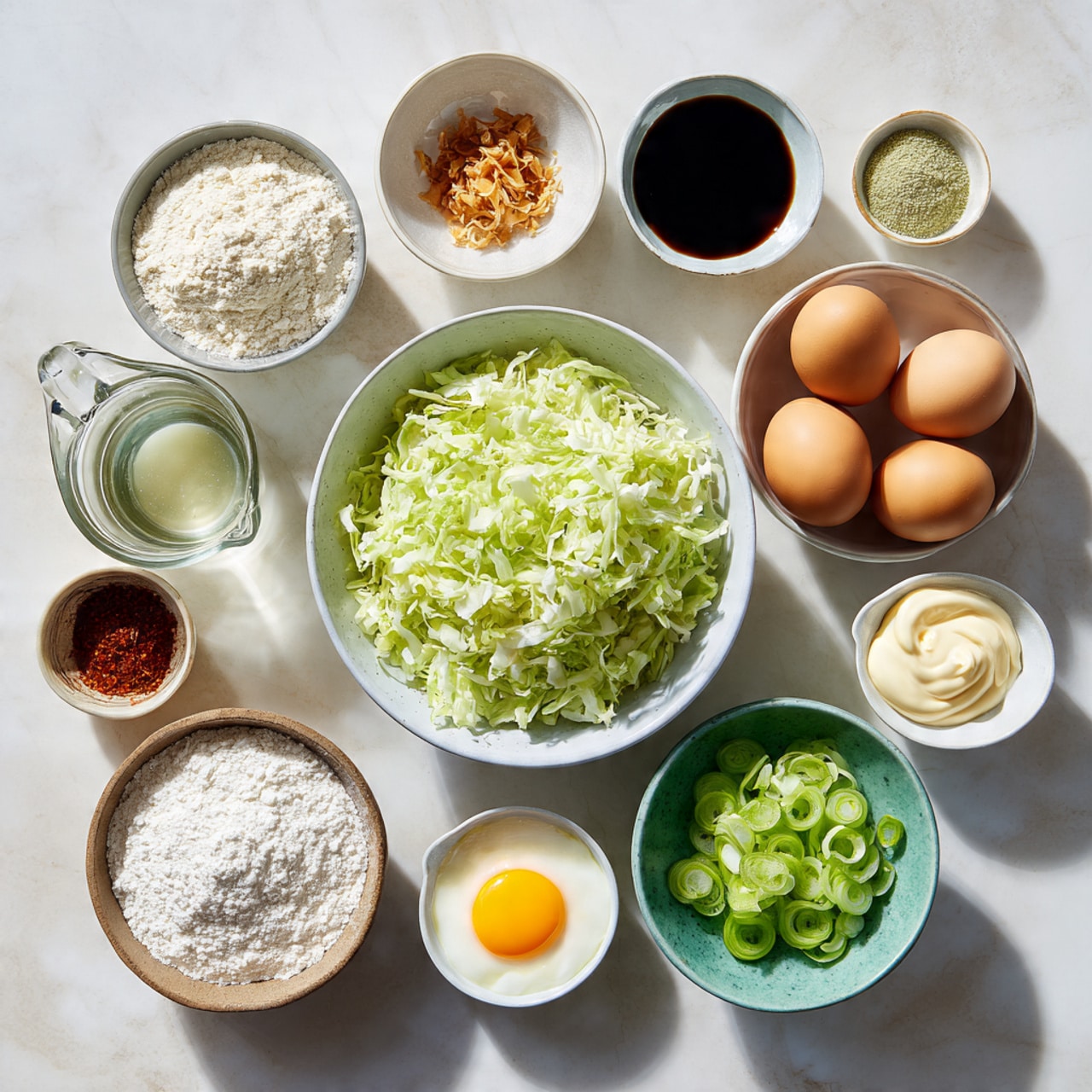 A clear glass mixing bowl sits on a white marbled surface, filled with a thick, smooth, creamy yellow batter. A metal whisk is in motion inside the bowl, stirring the mixture, creating soft, curved lines and bubbles on the batter’s shiny surface. The texture looks light and fluffy, with a few small air bubbles visible, showing it is well mixed. The edge of the bowl catches light, highlighting its transparent glass texture with reflections, and a green and white checkered cloth is partly visible in the upper left corner. photo taken with an iphone --ar 4:5 --v 7