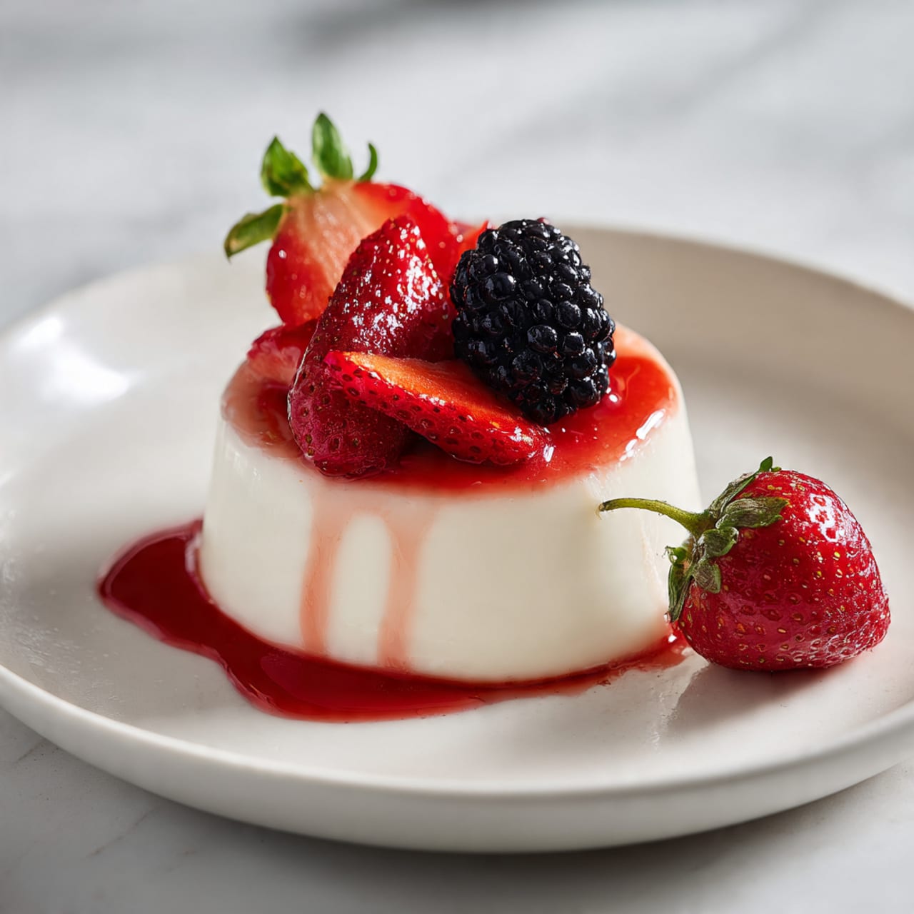Yogurt Panna Cotta with Mixed Berries and Mint Recipe