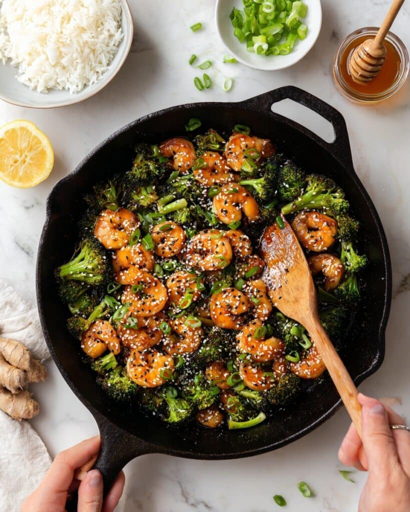 Garlic Ginger Shrimp and Broccoli Stir Fry Recipe