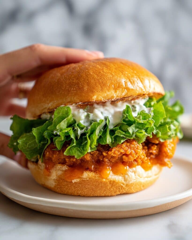 Buffalo Chicken Burgers with Whipped Feta Spread Recipe