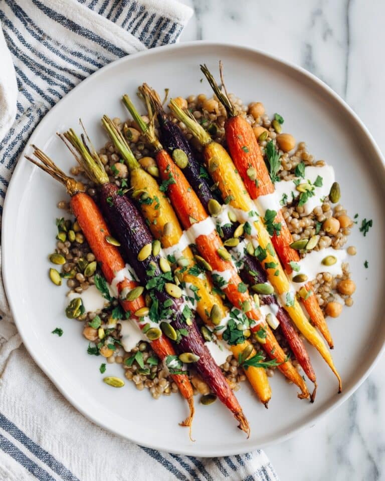 Roasted Carrots with Farro, Chickpeas & Herbed Crème Fraîche Recipe