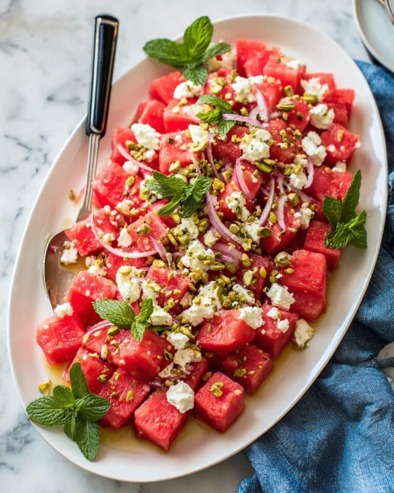 Watermelon Salad with Feta, Pistachios, and Fresh Herbs Recipe
