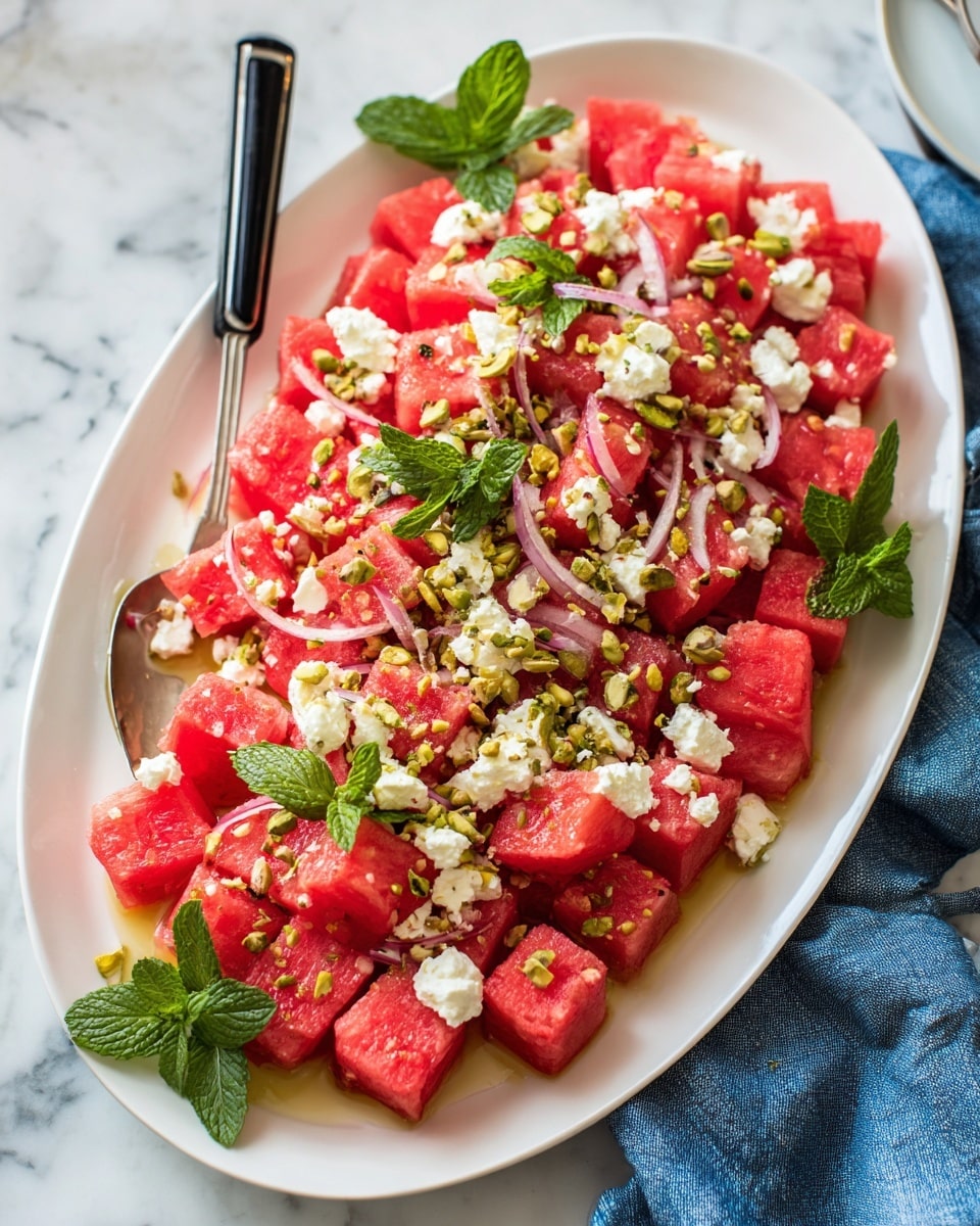 Watermelon Salad with Feta, Pistachios, and Fresh Herbs Recipe