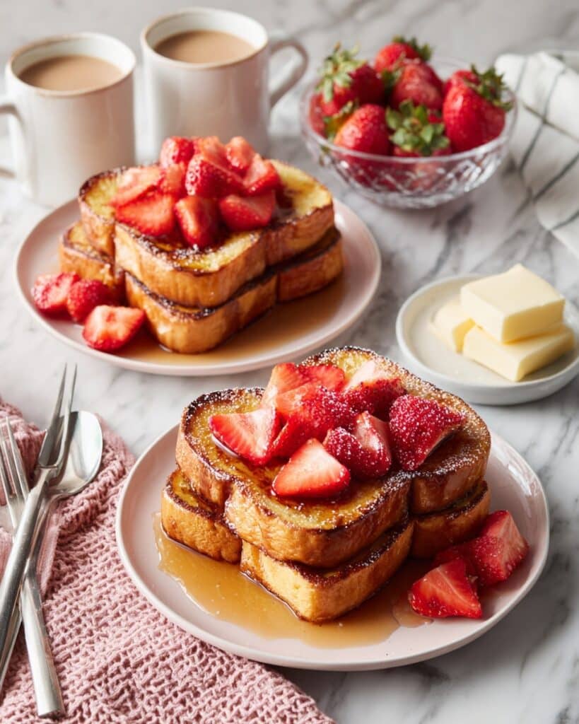 Custard French Toast with Macerated Strawberries Recipe