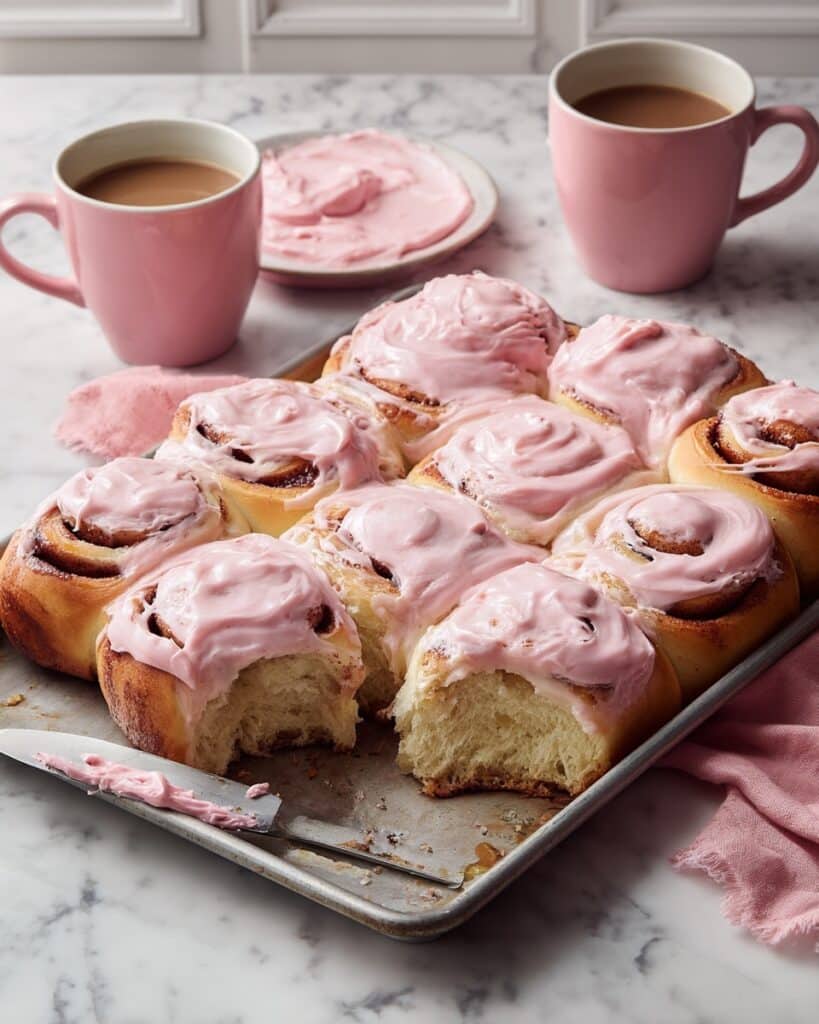Strawberry and Cocoa Filled Rolls with Cream Cheese Frosting Recipe