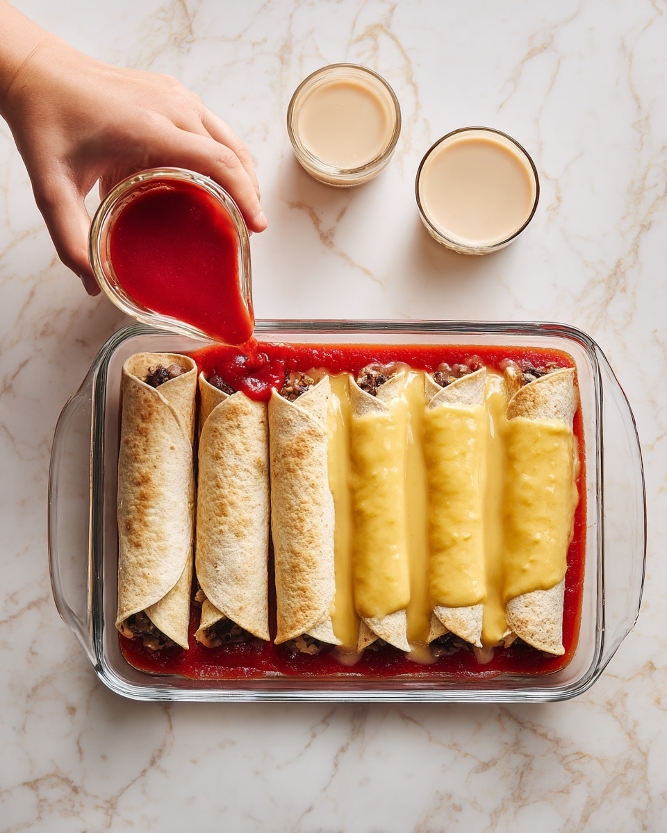Christmas Enchiladas with Spinach, Mushrooms, and Black Beans Recipe