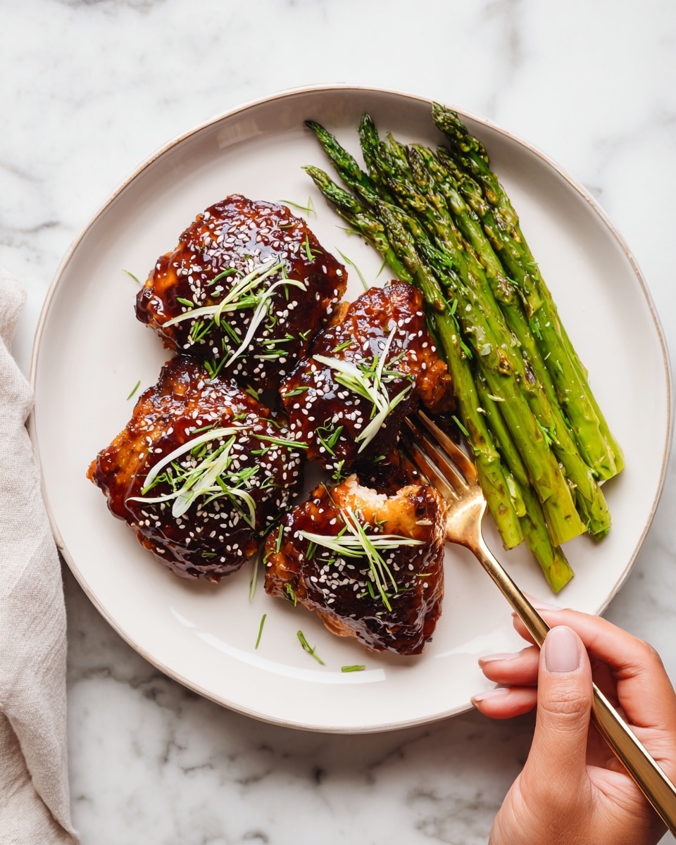 Smokey Garlic Ginger Chicken Thighs with Roasted Asparagus Recipe