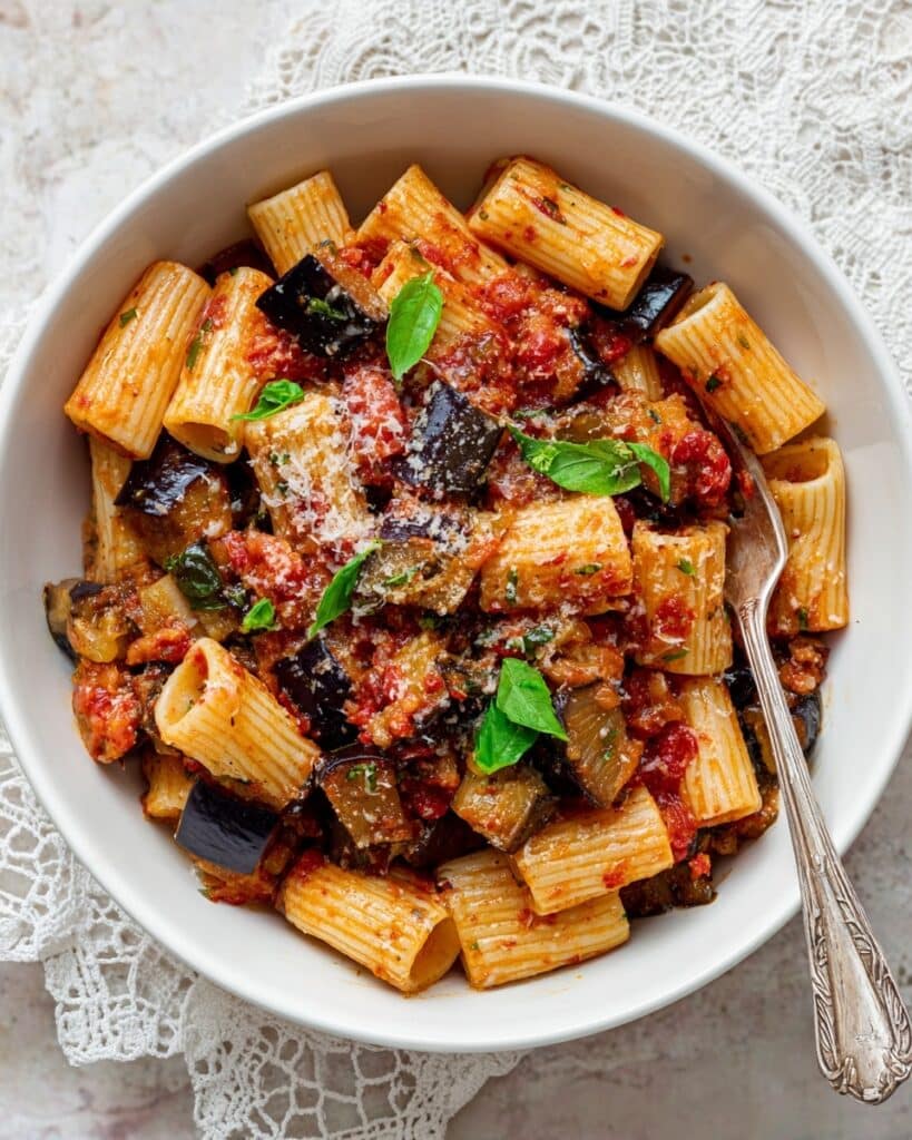 Pasta alla Norma with Roasted Eggplant and Tomato Sauce Recipe