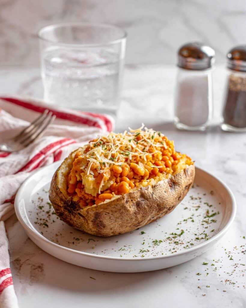 Loaded Jacket Potatoes with Baked Beans and Cheddar Recipe