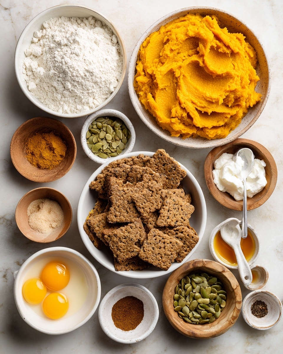 Pumpkin Pie Bars with Coconut Whipped Cream and Toasted Pepitas Recipe - Recipe Image