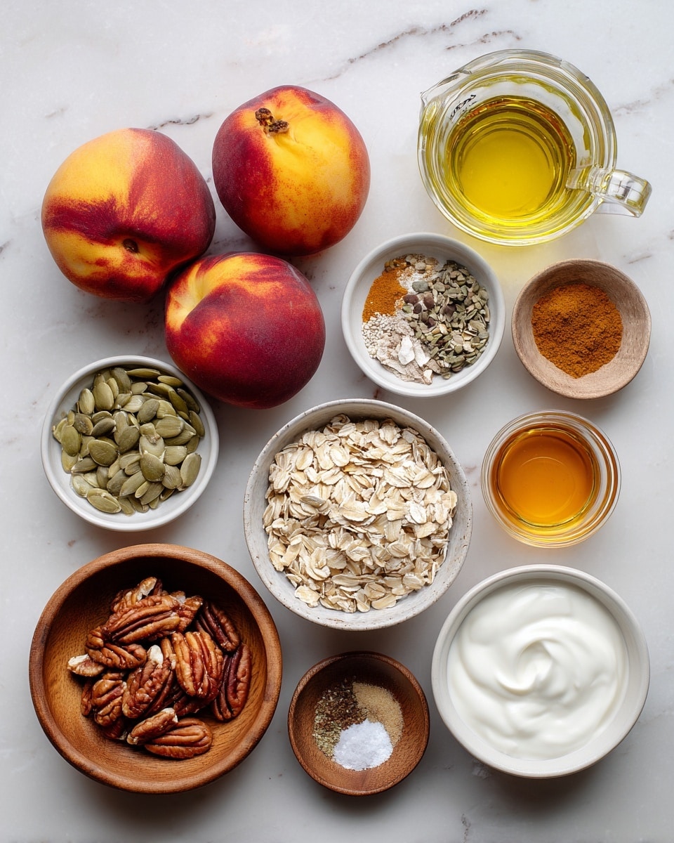 Grilled Peaches and Cream with Pecan Cranberry Granola Recipe - Recipe Image