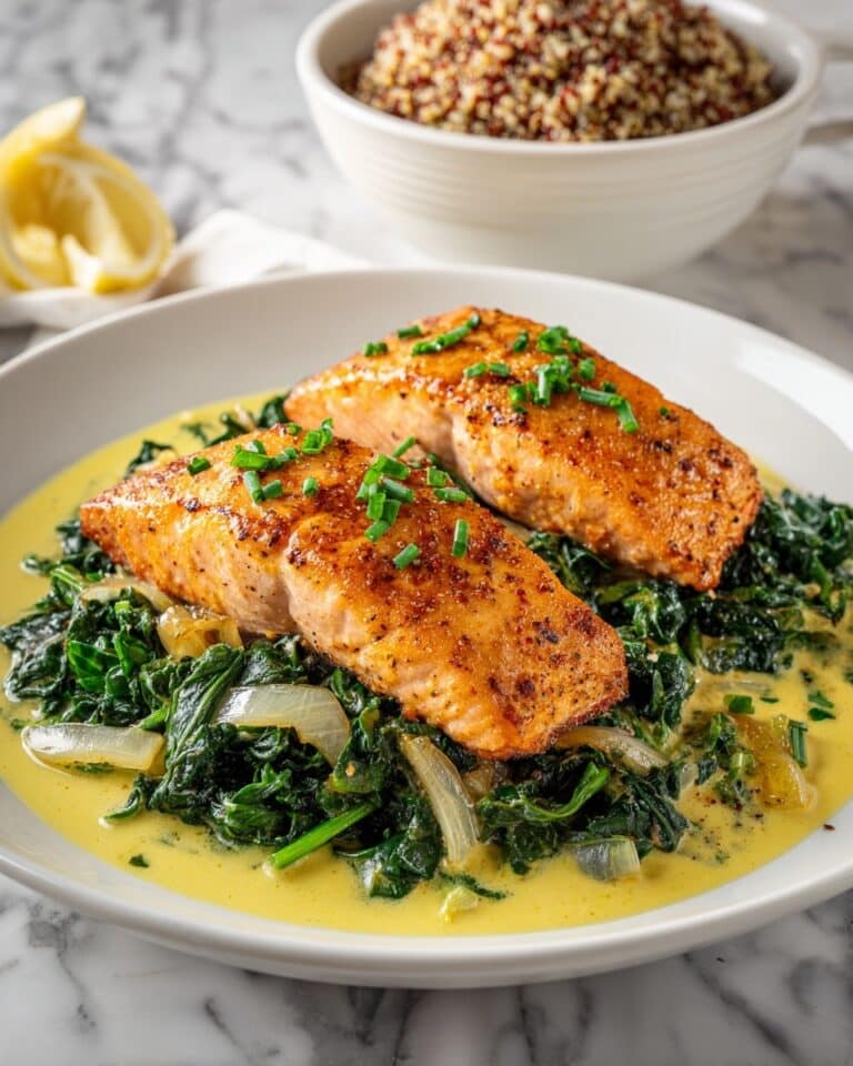 Salmon with Spinach Cream Sauce Recipe