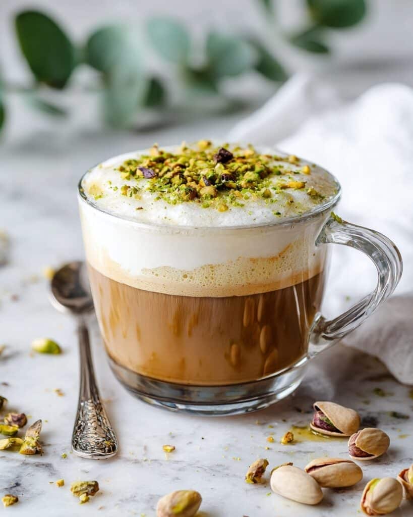 Pistachio Oat Milk Latte with Brown Butter Sugar Topping Recipe