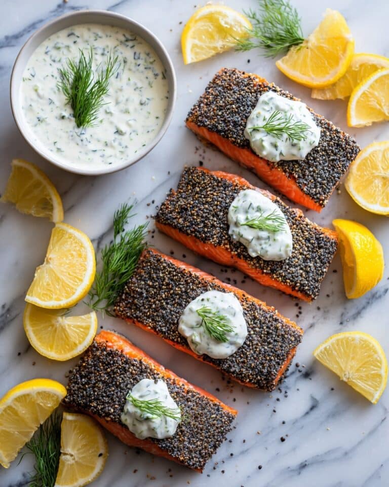 Herb Crusted Salmon with Lemon Dill Sour Cream Sauce Recipe