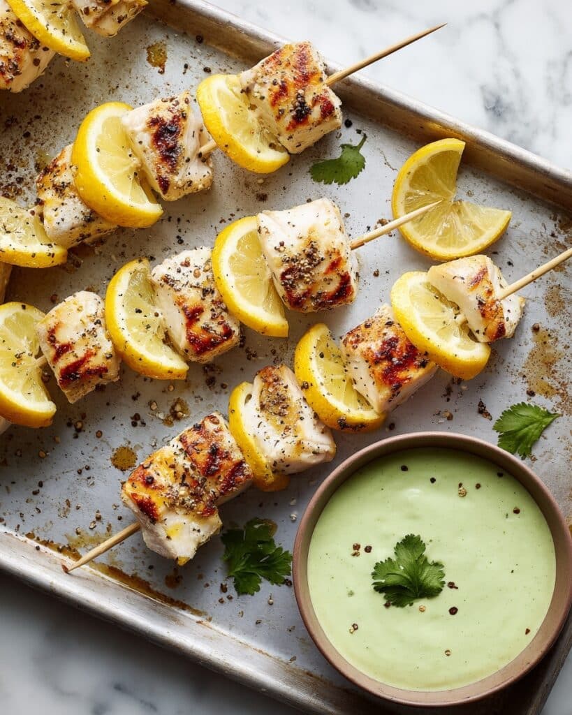 Baked Salmon Skewers with Lemon Recipe