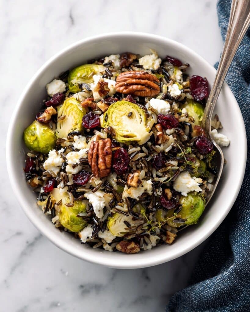 Roasted Cranberries and Brussels Sprouts over Wild Rice Recipe