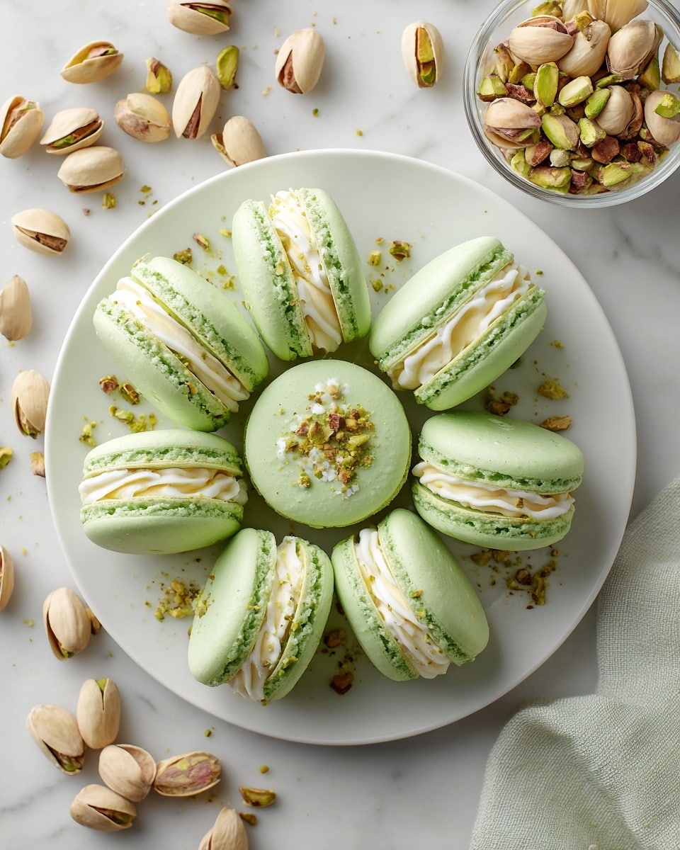 Pistachio White Chocolate Ganache Macarons Recipe