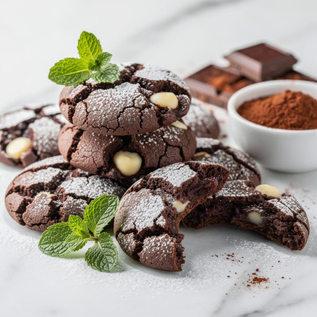 Fudgy Mint Chocolate Crinkle Cookies Recipe