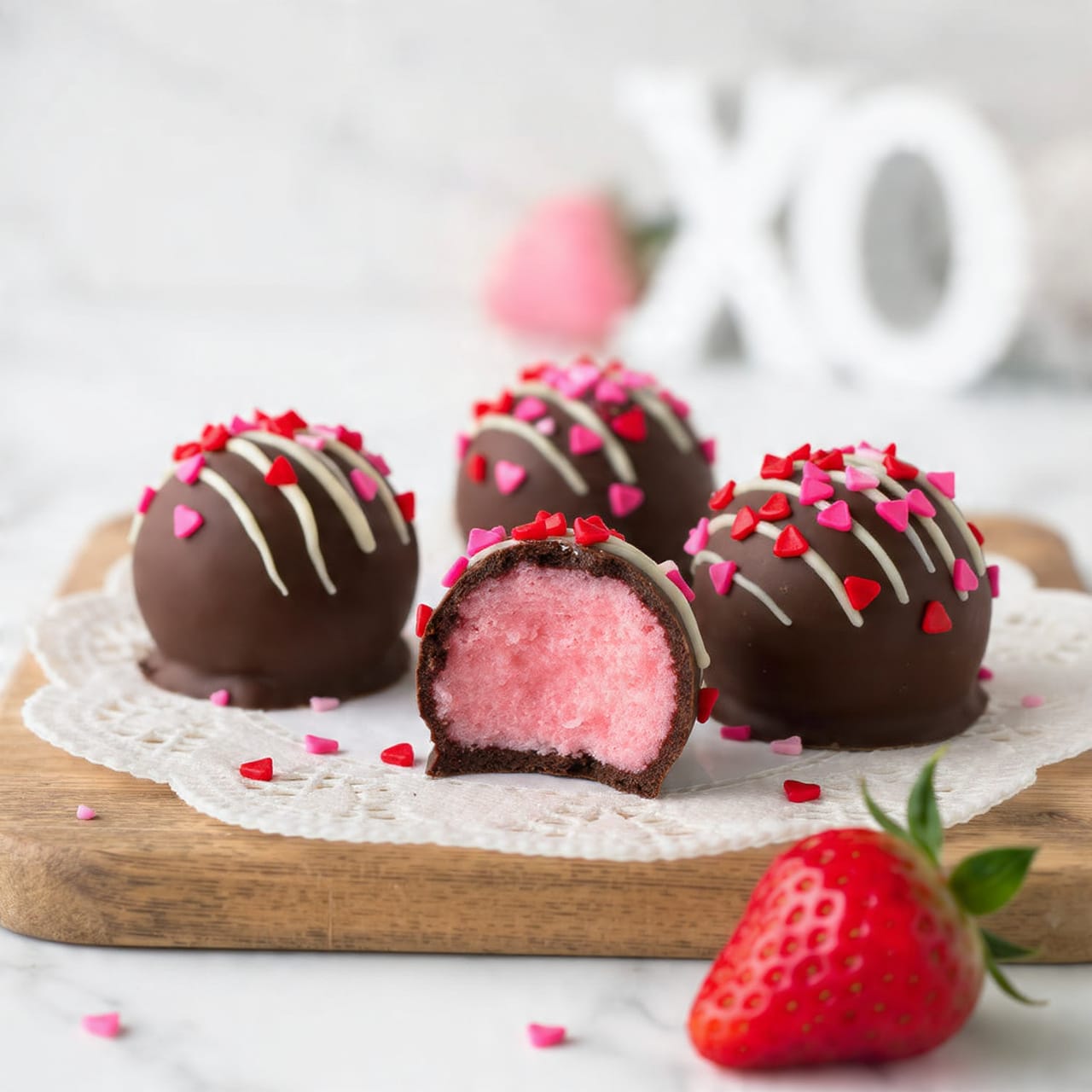 Decadent Strawberry Cake Balls with Chocolate Coating Recipe