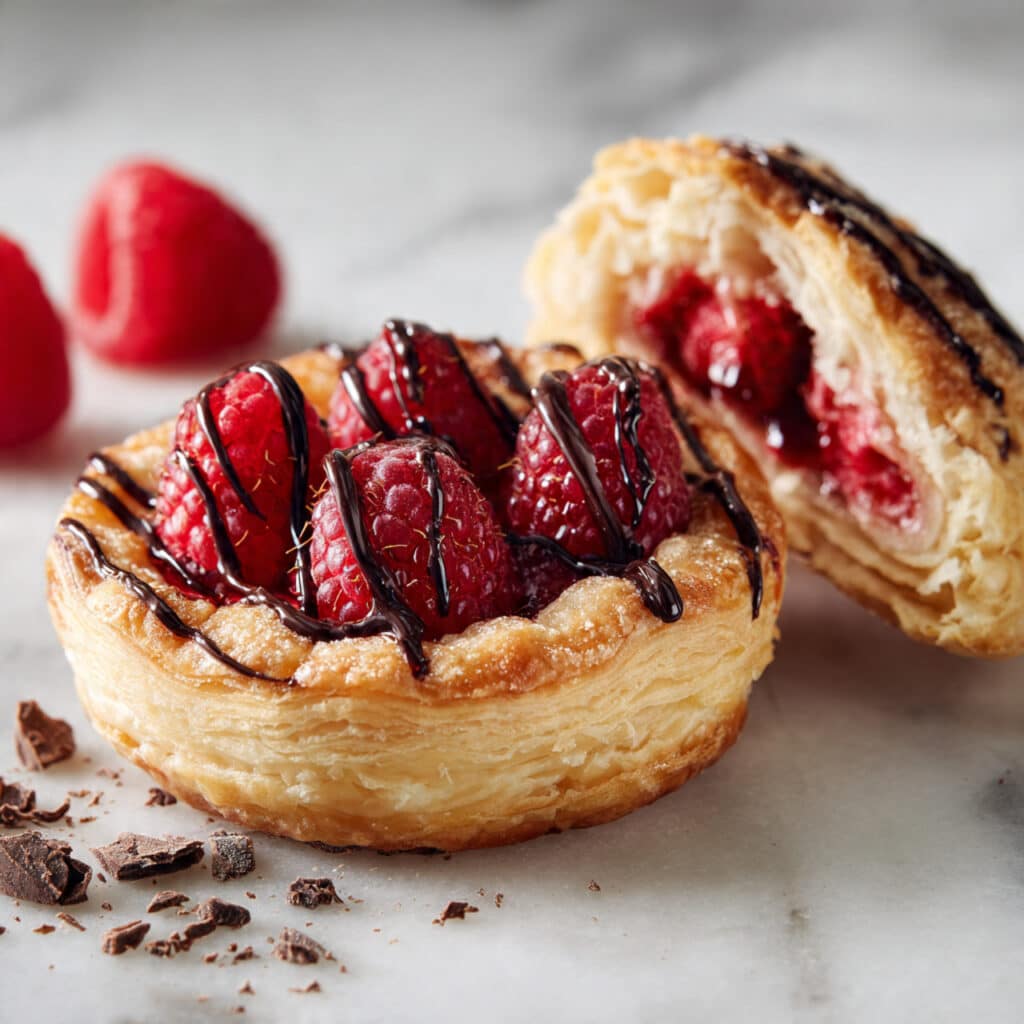 Dark Chocolate Raspberry Puff Pastry Tarts Recipe