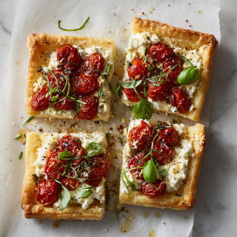 Burst Tomato Ricotta Puff Pastry Tart Recipe