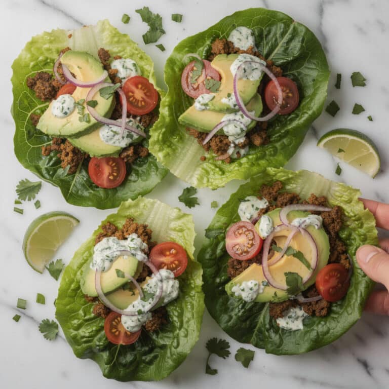 Easy Turkey Taco Lettuce Wraps with Cilantro Lime Crema Recipe