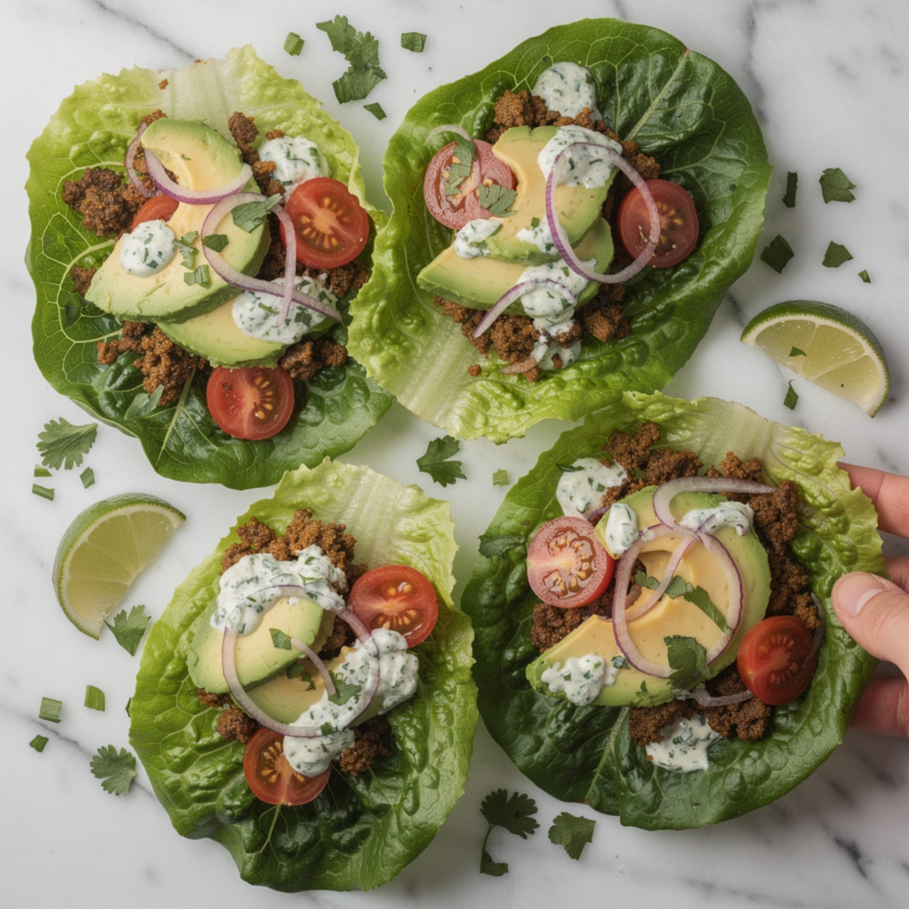 Easy Turkey Taco Lettuce Wraps with Cilantro Lime Crema Recipe