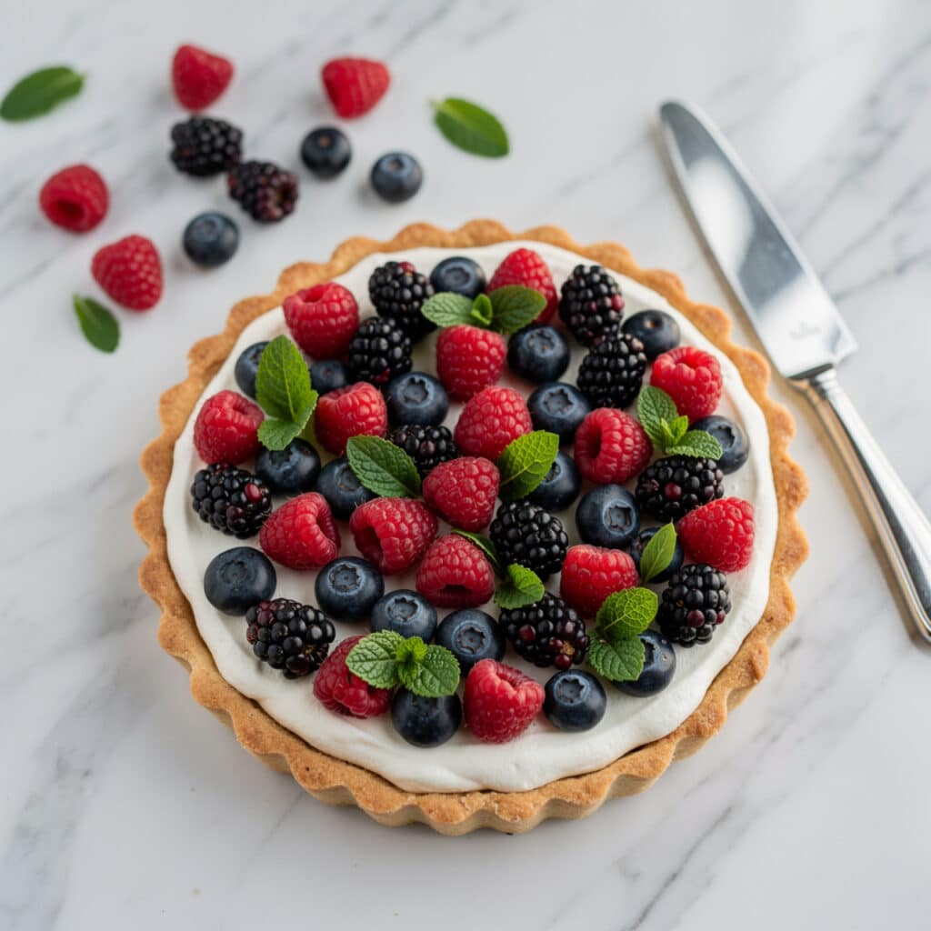 Berry Tart with Almond Crust and Cream Cheese Filling Recipe