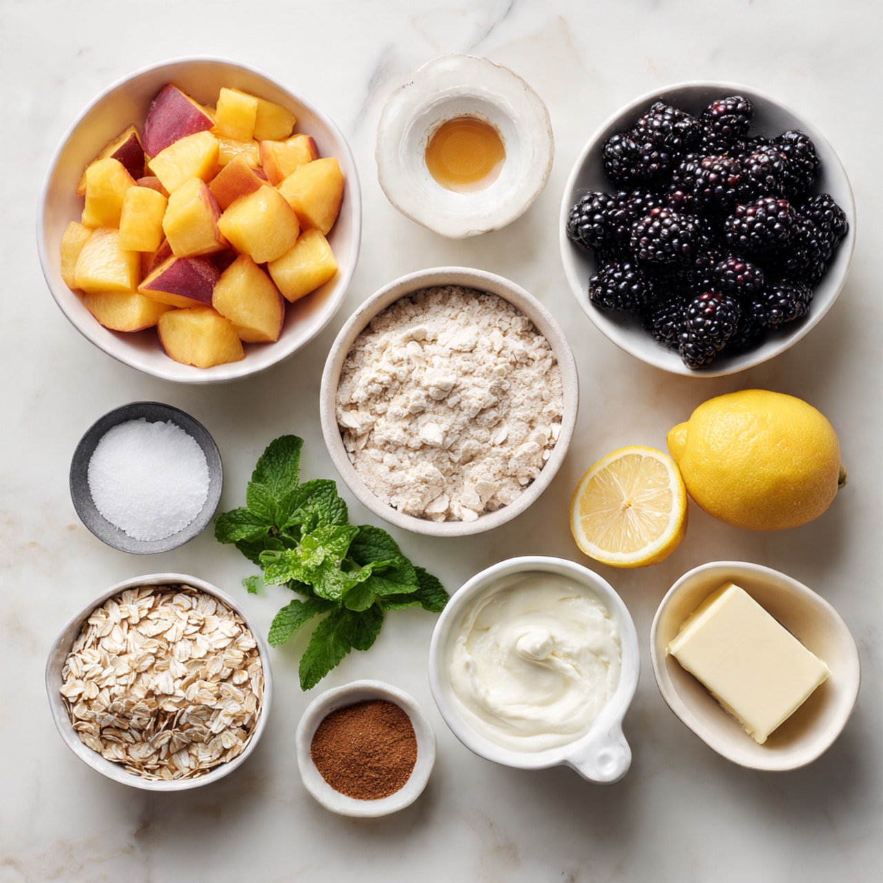 A clear glass blender jar sits on a white marbled surface. Inside the jar, there are two layers of fruit: the bottom layer is made up of small, whole blackberries that are deep black with a shiny, textured surface. On top of the blackberries, there is a layer of chopped yellow pineapple pieces, showing their bright yellow color and slightly juicy texture. The fruits fill about half of the blender jar's height. Photo taken with an iphone --ar 4:5 --v 7