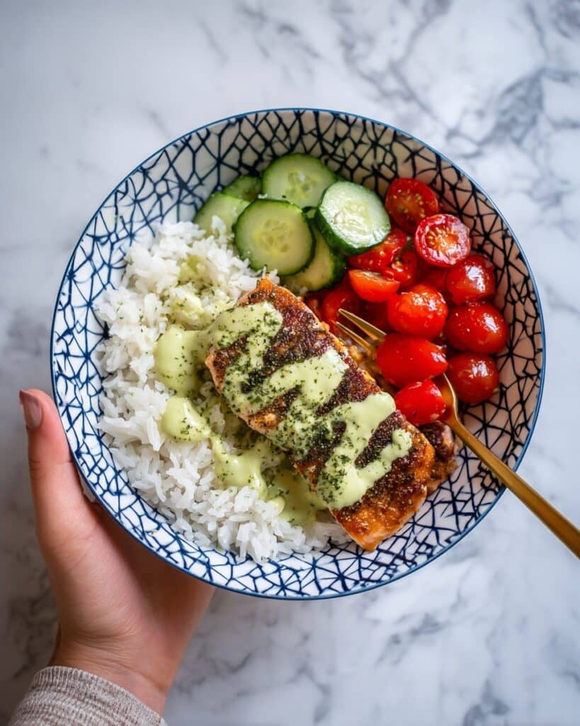 Salmon with Basil Sauce and Tomato Salad Recipe