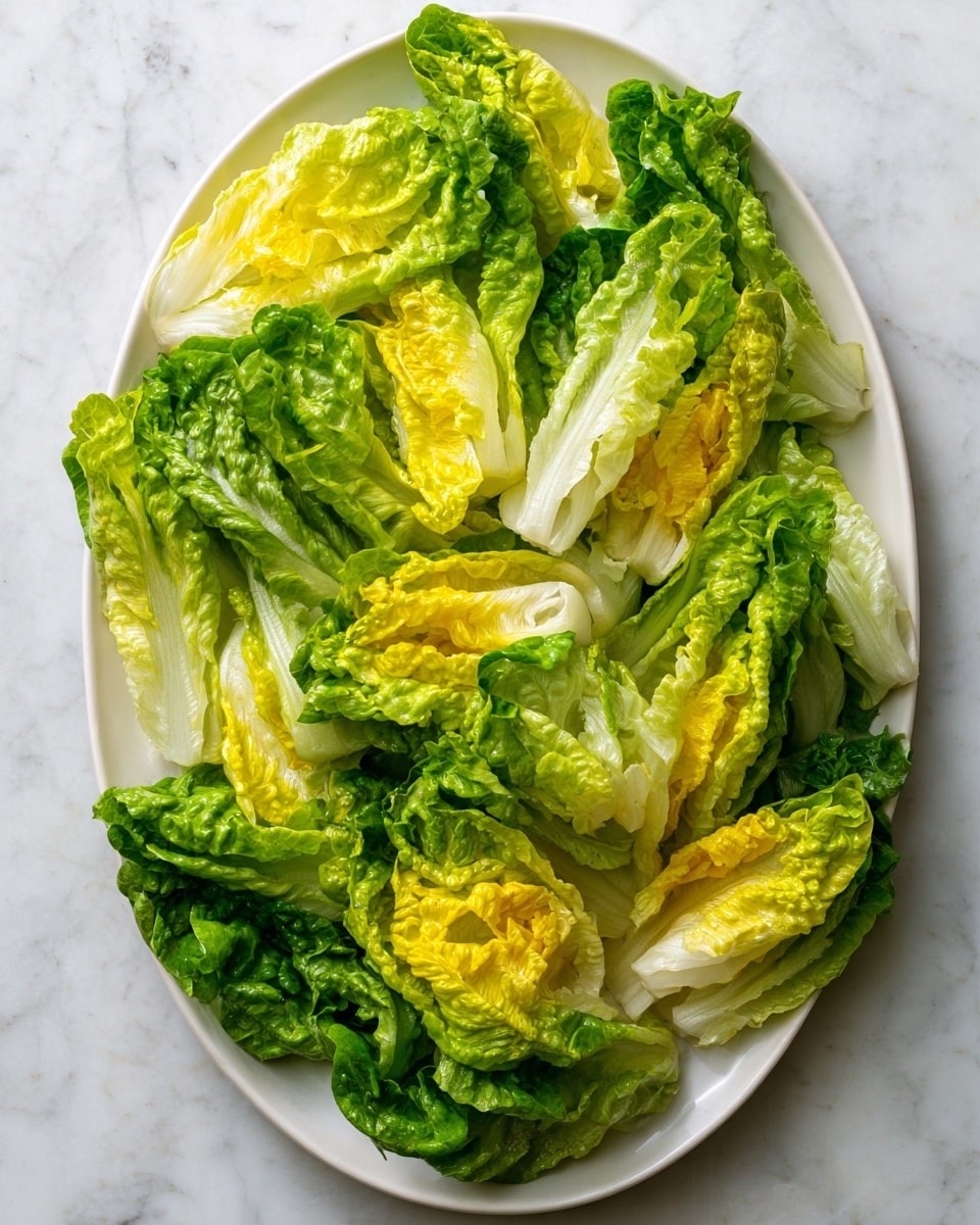An oval white plate is filled with many small lettuce leaves neatly spread out. The leaves show a mix of bright green edges fading into yellow and white towards the center, with a slightly wrinkled texture. The plate sits on a white marbled surface, and the lettuce pieces are layered closely together to cover the whole plate evenly photo taken with an iphone --ar 4:5 --v 7