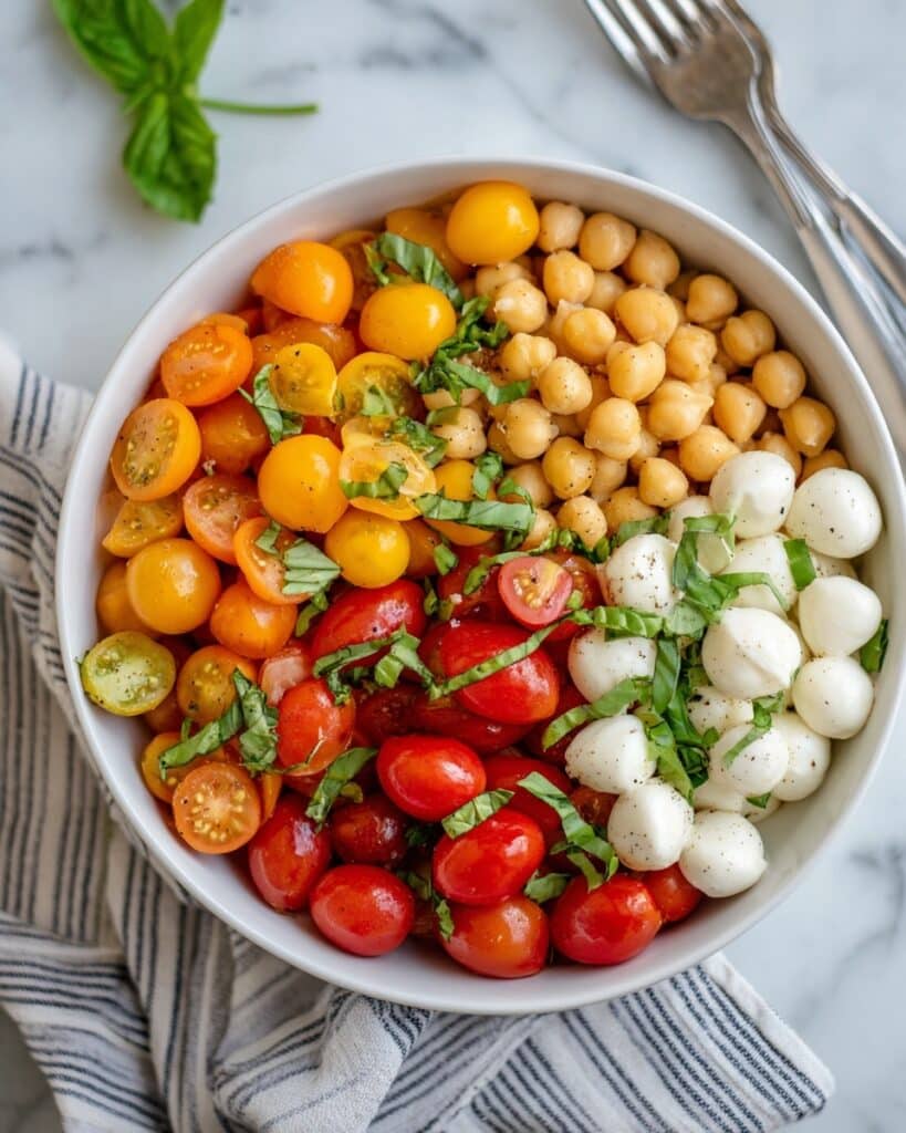 Easy Chickpea Caprese Salad Recipe