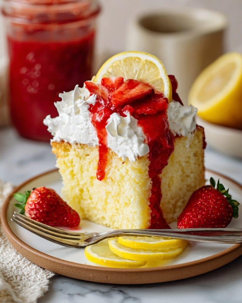 Lemon Angel Food Cake with Strawberry Compote Recipe