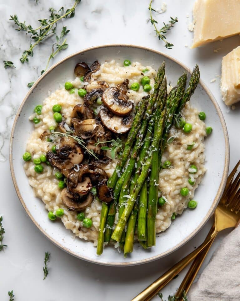 Creamy Mushroom Asparagus Risotto with Soft-Boiled Egg Recipe