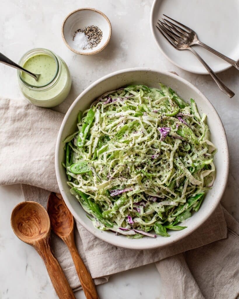 Crunchy Snap Pea & Halloumi Salad with Herb Dressing Recipe