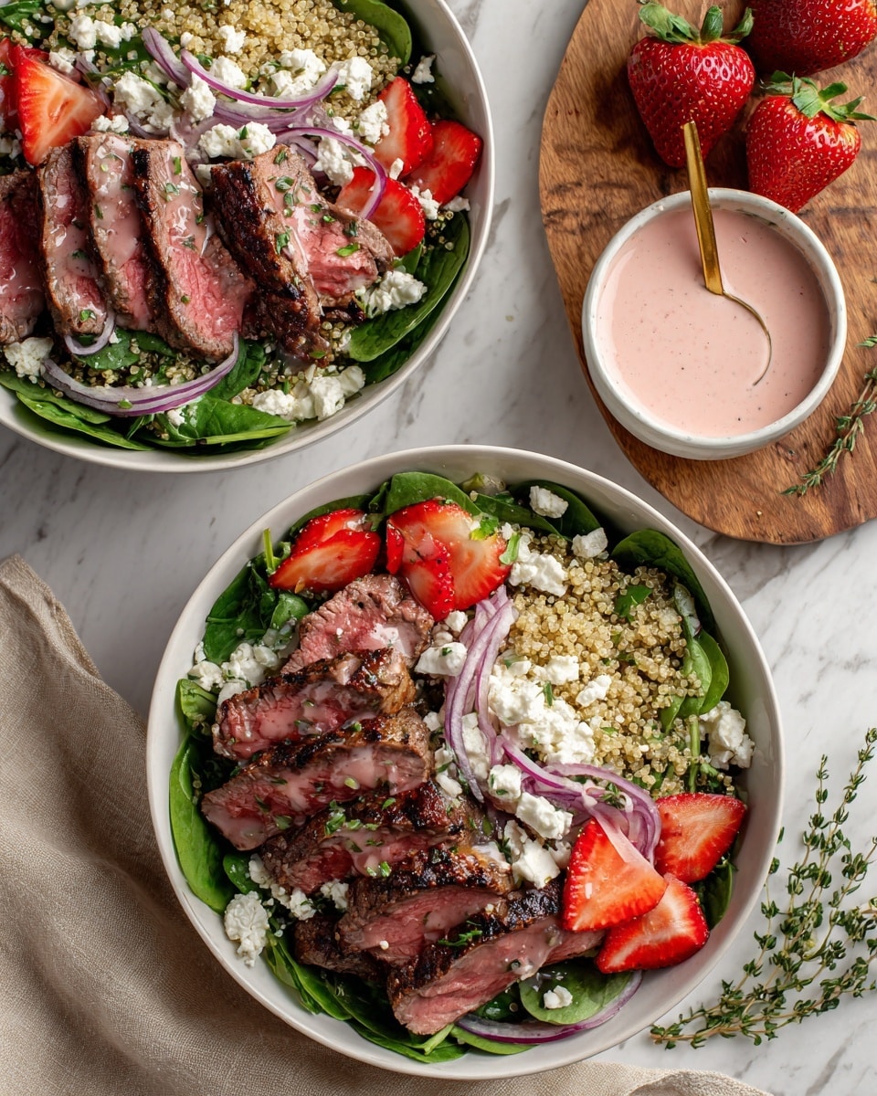 Grilled Steak & Strawberry Goat Cheese Salad with Vinaigrette Recipe
