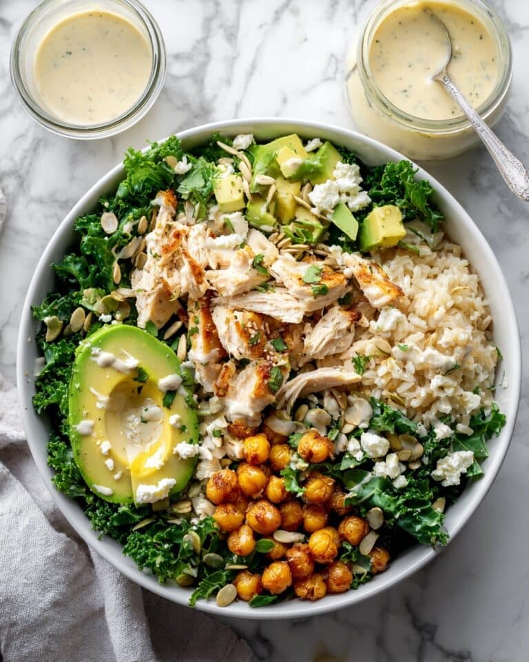 Rice Bowl With Chicken, Kale and Creamy Tahini Dressing Recipe